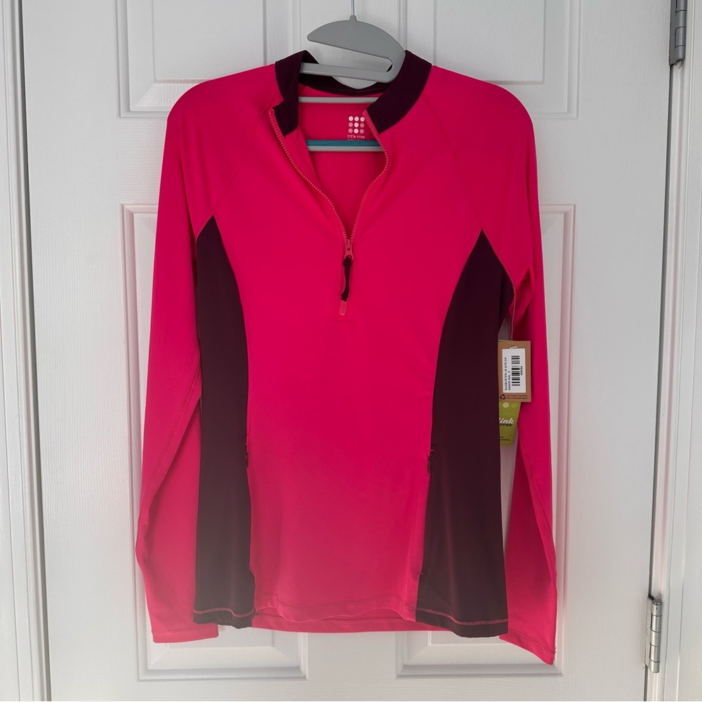 NWT Title Nine Womens Long Sleeve Sunbuster Shirt 1/4 Zip Rash Guard Pink Sz XS